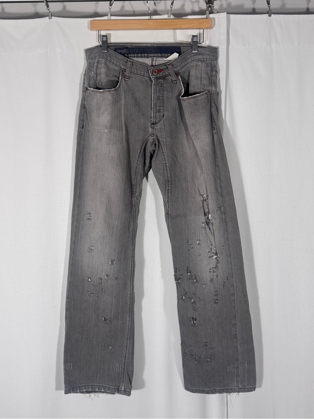 Vintage Ambiguous Gray Distressed Relaxed Straight Leg
